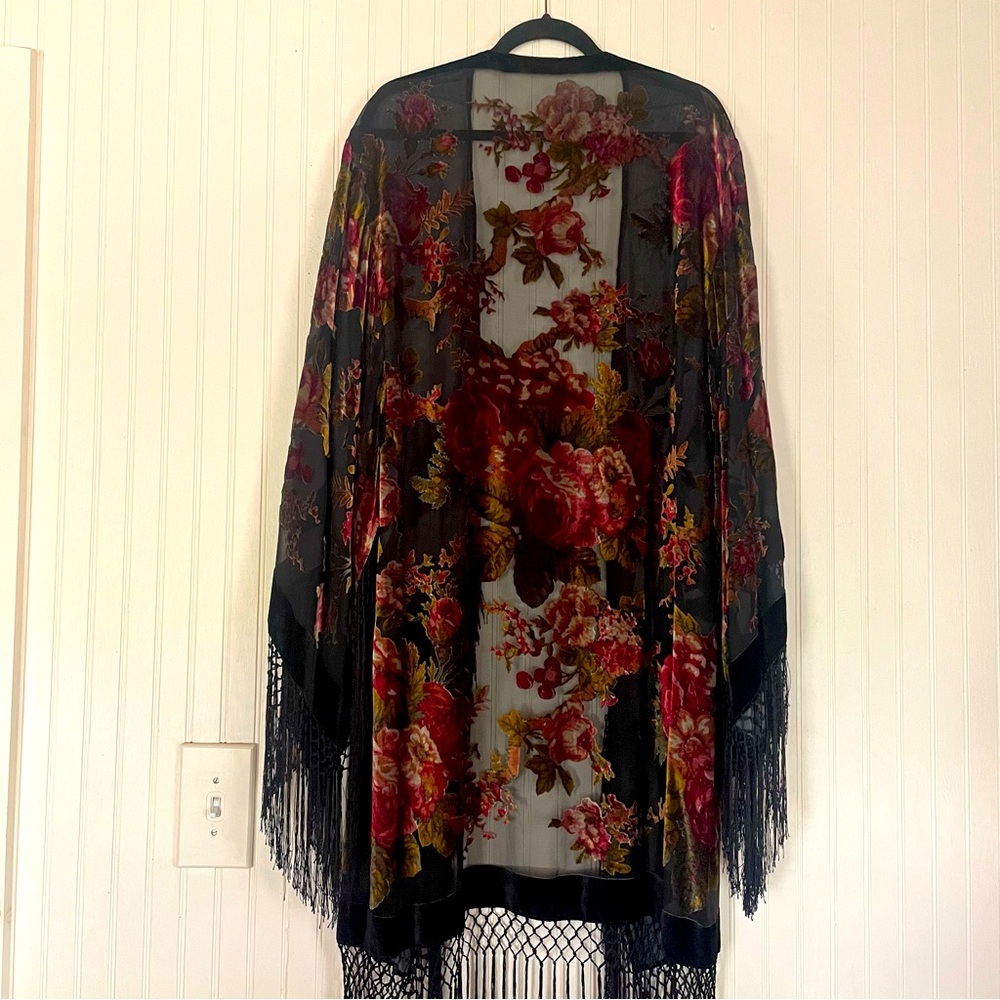 Burnout Velvet Floral Duster